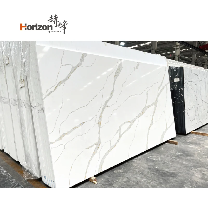 2023 Horizon calacatta quartz stone countertops slab artificial stone table tops handmade quartz slabs