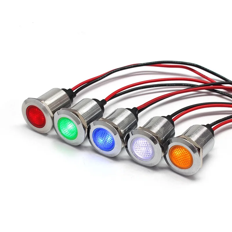 FILN 19MM Factory selling metal Panel Signal Pilot 12V/24V/220V Led Indicator Light Red Green Yellow With Wire