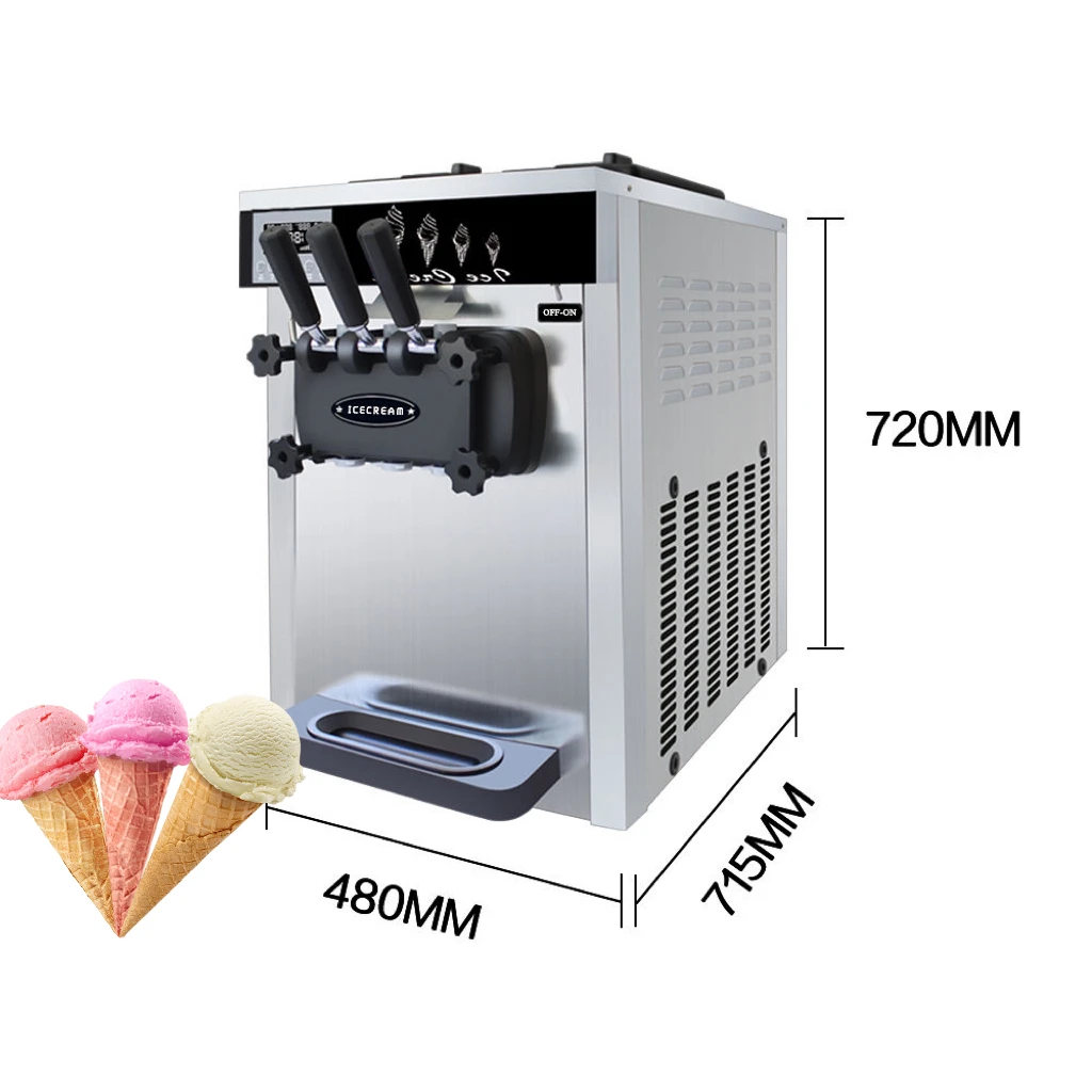 Commercial New Design Three Flavors Pre-cooling 18-22L/H Clean Summer Soft Ice Cream Machine