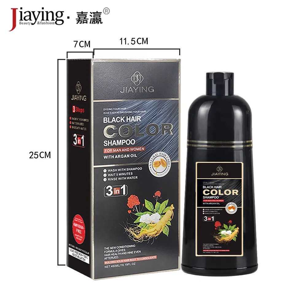 Jiaying Hair Dye Guangzhou Factory Wholesale Ammonia Free 5Mins Magic Dye Natural Fast Black Hair Color Shampoo For Grey Hair