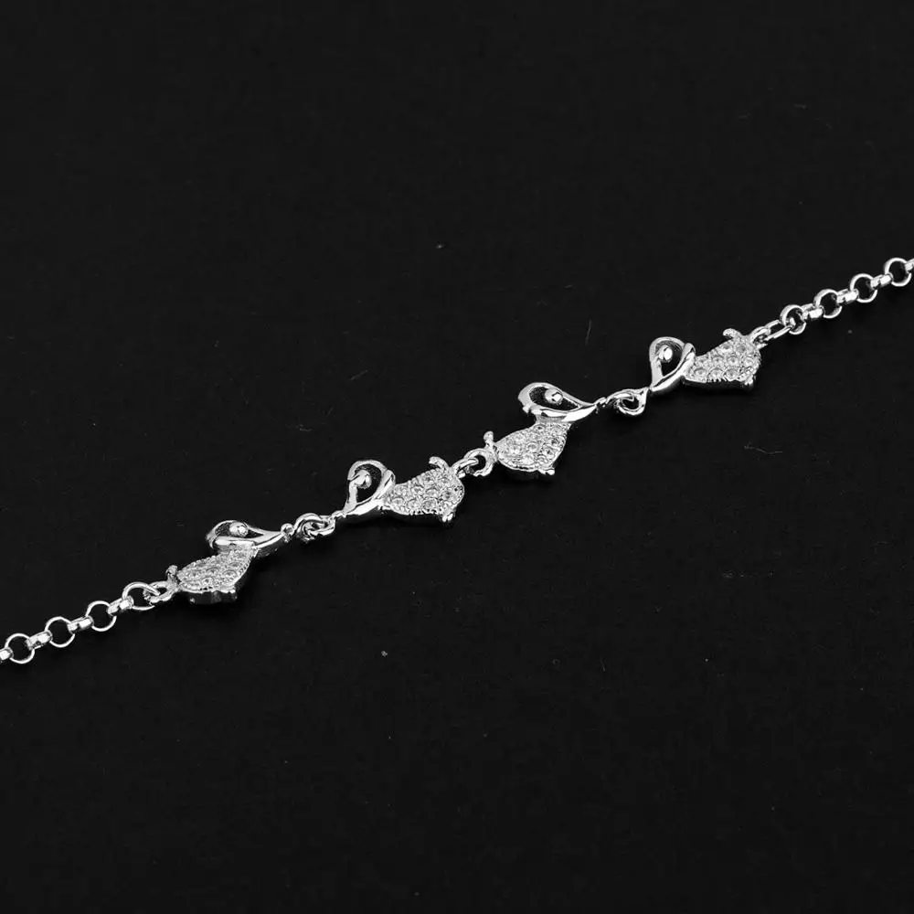 Wholesale Jewellery 100% 925 Sterling Silver Simple Heart Stick Chain Bracelet For Women Fashion Charm Custom Gold Party Gift Je
