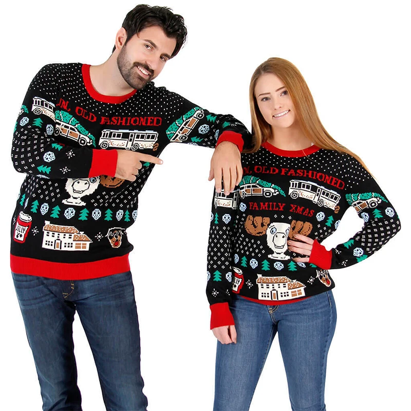 2021 Wholesale unisex OEM men women crew neck custom ugly knit christmas sweater
