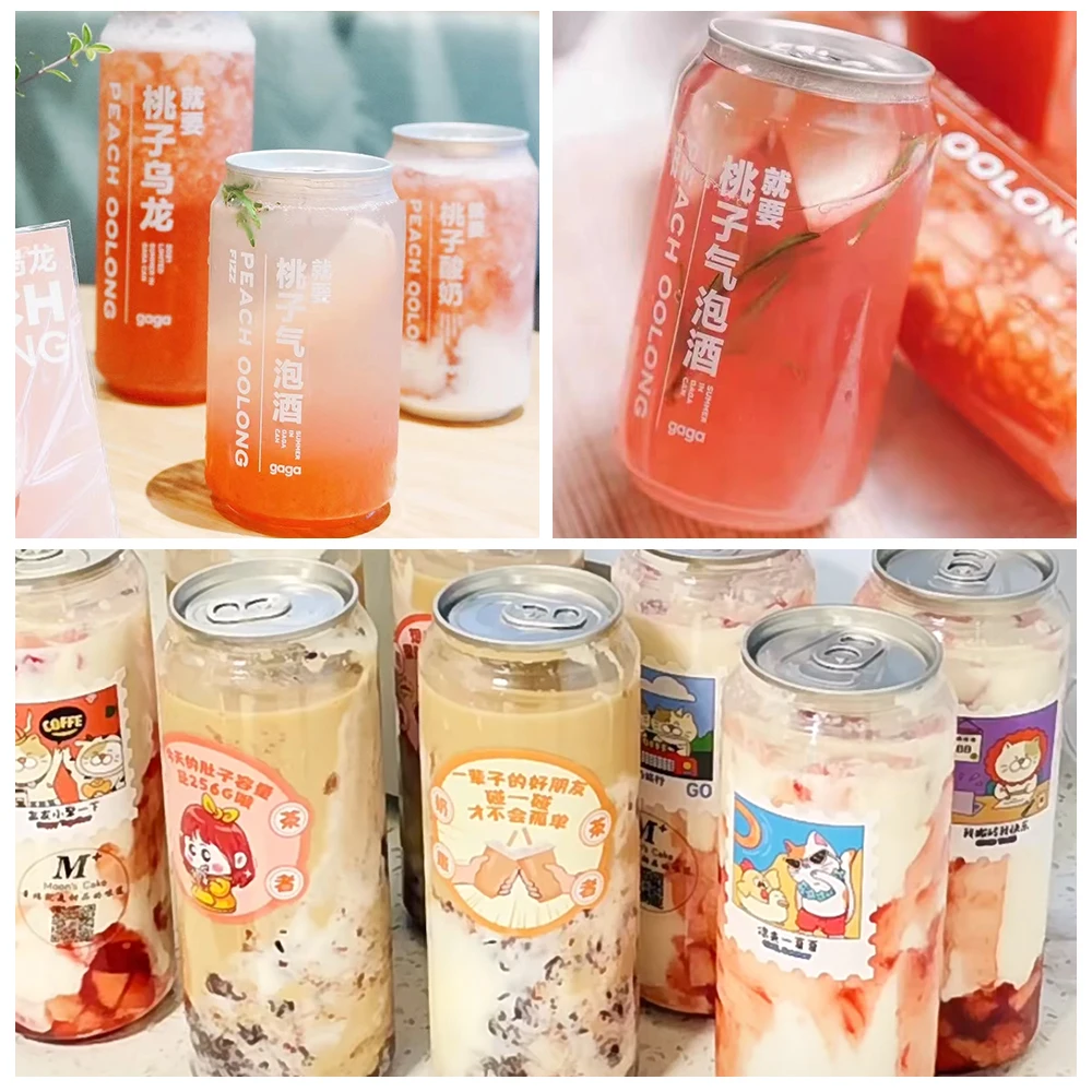 2023 Drink shop hot sale can aluminum 330 ml beverage Cake dessert PET Plastic Cans