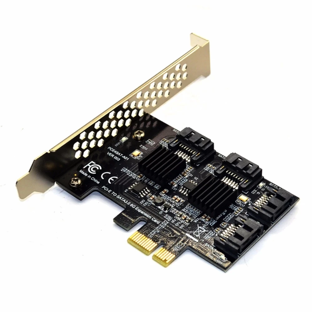 
Desktop PCI-E to Sata3.0 6G PCI Express Controller Card 4 Ports Expansion Adapter Card SATA Board with Heat Sink for PC 