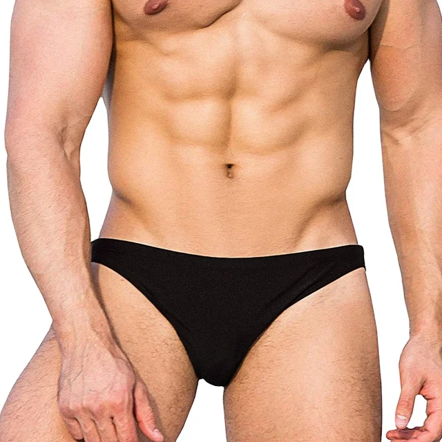 Custom Athlete Style Pure Nylon Swimming Suit Compression With Racing Stripes Swim Briefs for Men