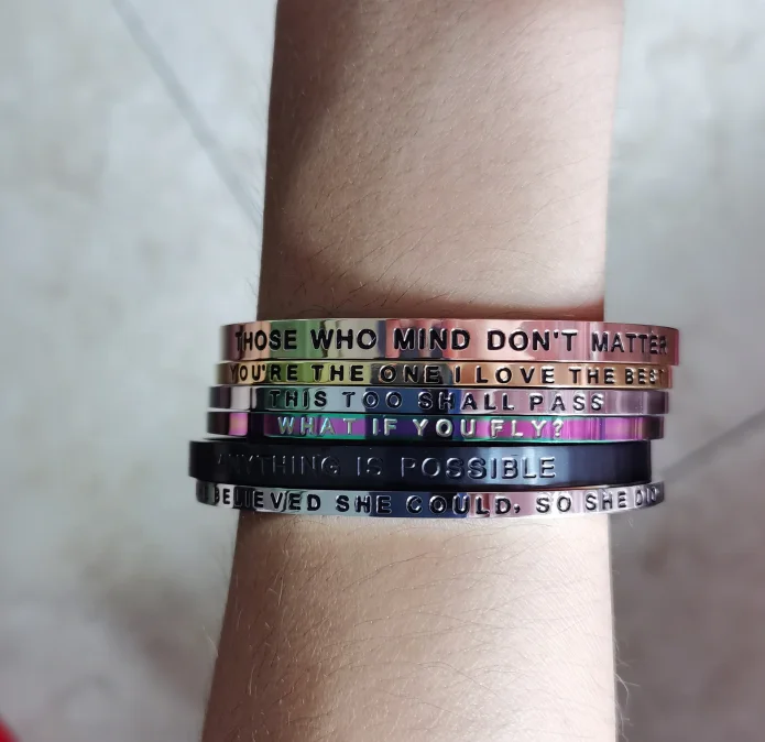 Custom Daily Reminder Personalized Mantra  Engraving Band Bracelet Custom Gift For Friend Family Love Women Graduation Gift