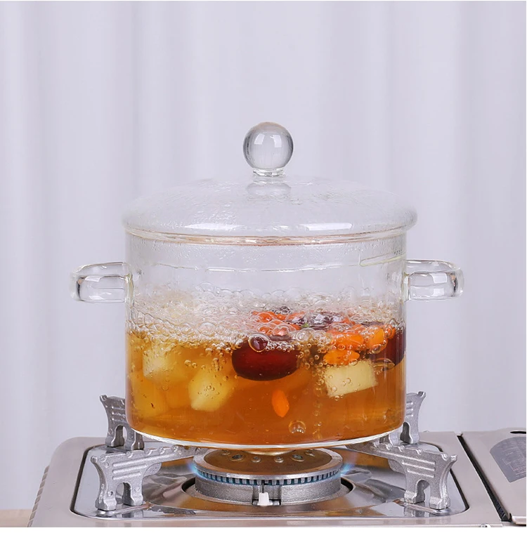 Big size transparent clear double-ear cooking pot borosilicate pyrex glass cooking pot/heat resistant glass cooking pot