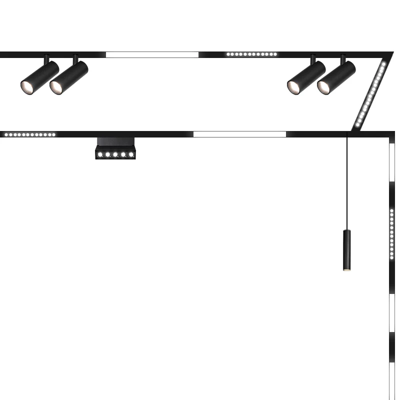 2021 New Trend 48V Linear Spotlight Magnetic Track Light System Led Track Light Surface Recessed Pendant Black Silver Luminous