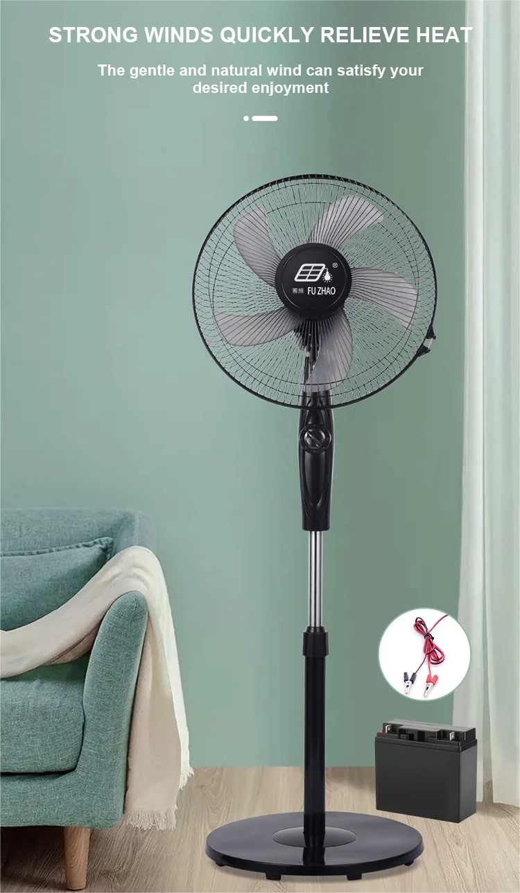 Factory Price OEM AC DC Big Electric Standing metal Fan 12V DC 16 Inch Solar Fan