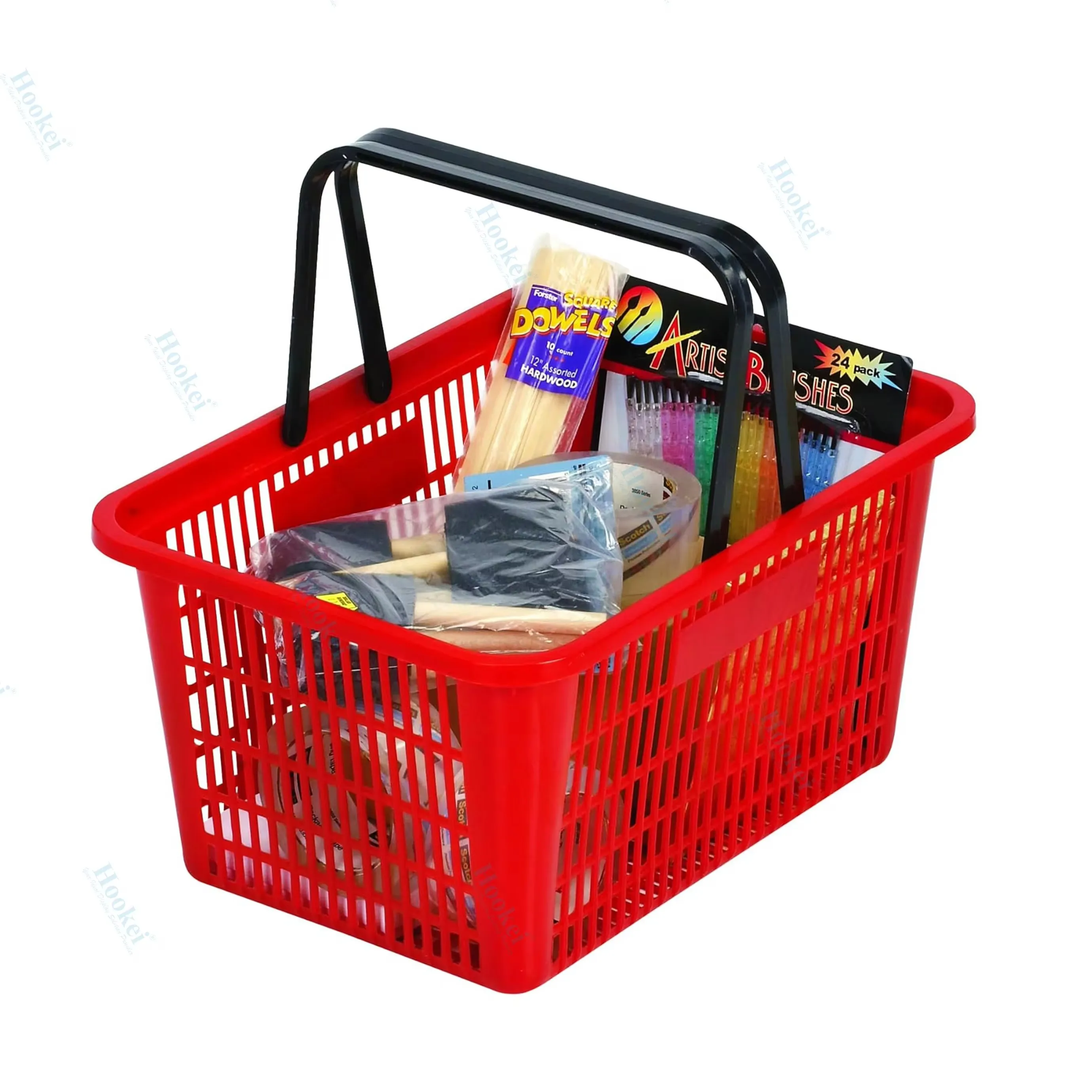 Supermarket Durable Large Capacity 20 L Plastic Shopping Basket with Handles