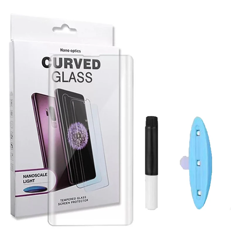 For Samsung S10 Note 10 Plus UV Nano Optics Curved Tempered Glass Liquid Full Glue Screen Protector For Huawei Mate 30 Pro