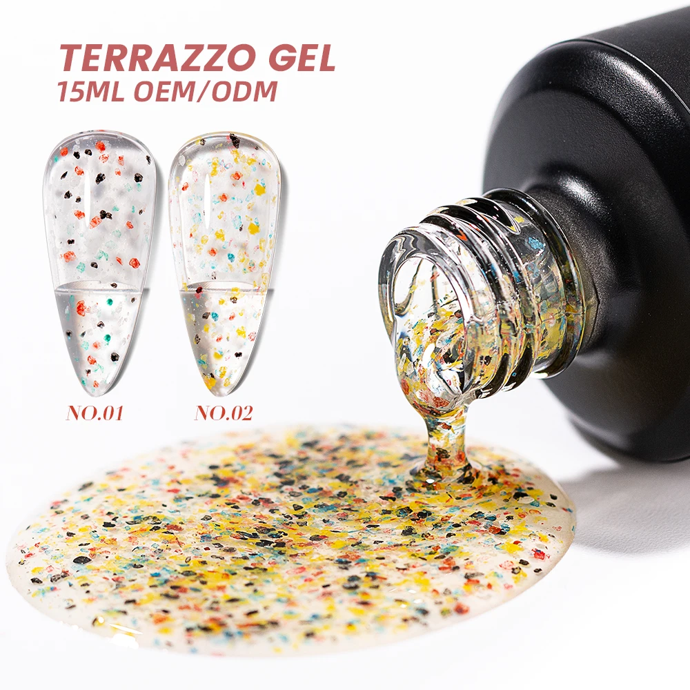 JTING New arrival Creative Cartoon Universal 2colors Terrazzo eggshell gel nail polish for any base color 15ml bottle nail arts