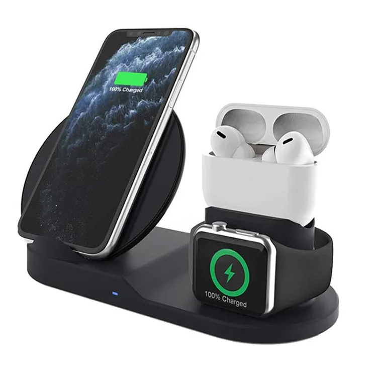  Новейшая беспроводная зарядная станция 3 в 1 с подставкой iWatch для Qi подставка быстрой зарядки iPhone 12/12