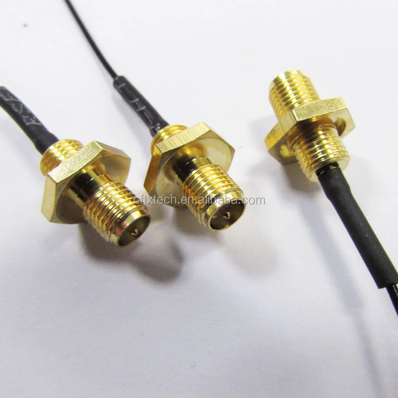 Front mount waterproof type SMA to ipex u.fl connector with RG1.13 RG1.37 cable