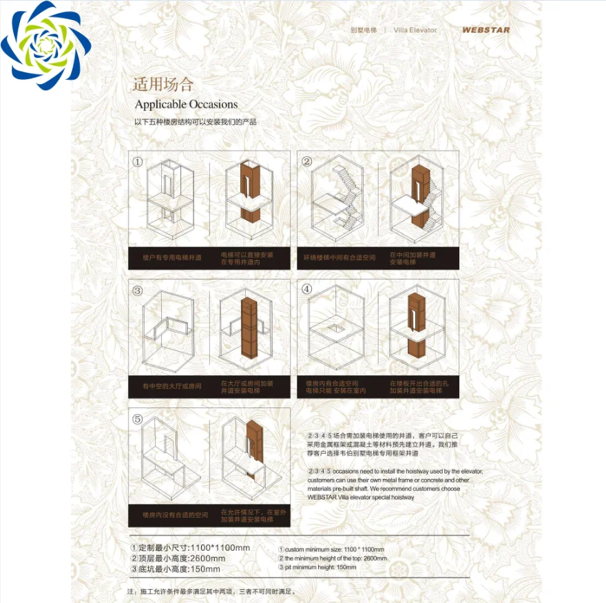 Villa houses small home lift