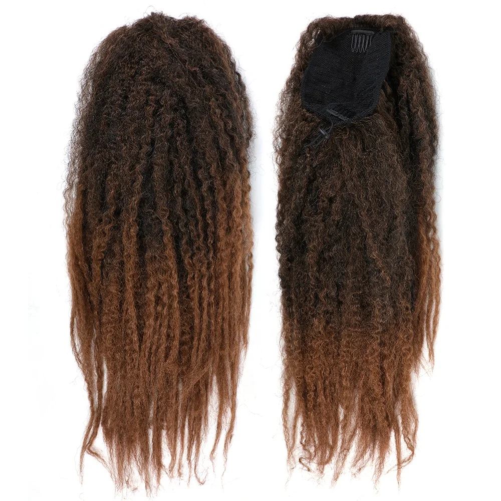 Long Curly Drawstring Ponytail Wig Crochet Marley Braids Twist Hairpiece for Women Synthetic Clip in Hair Extensions