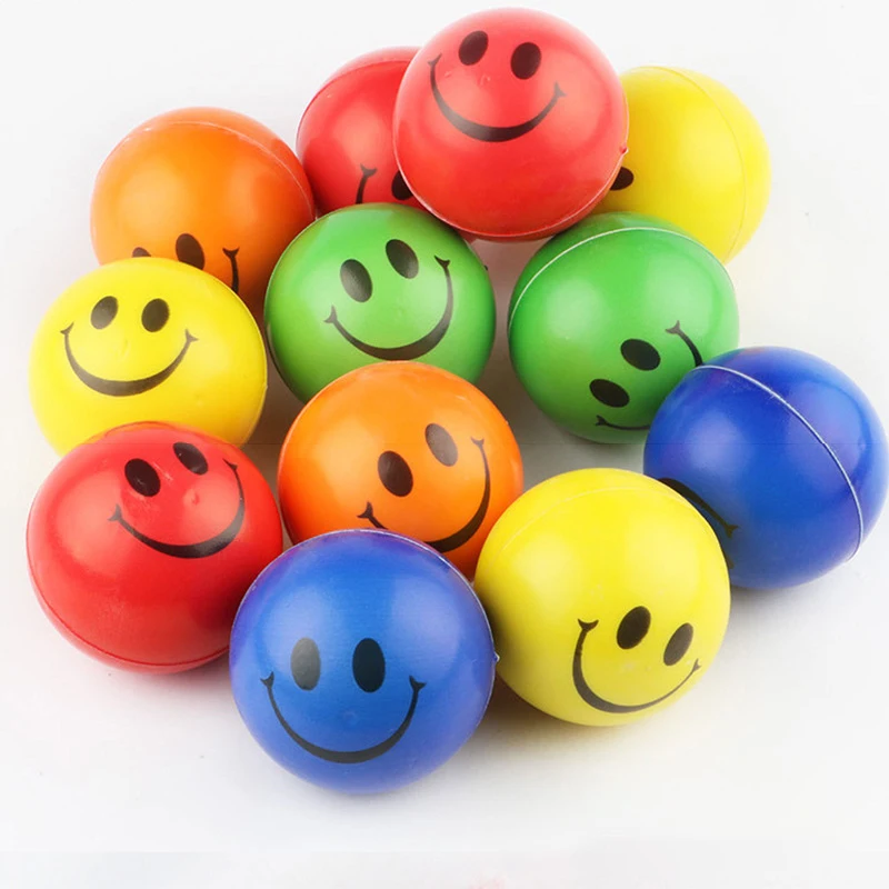 Syh551 PU Foam Stress Balls Toys Squishy Stress  Fidget Toys Balls for Kids Smile Face Stress Ball