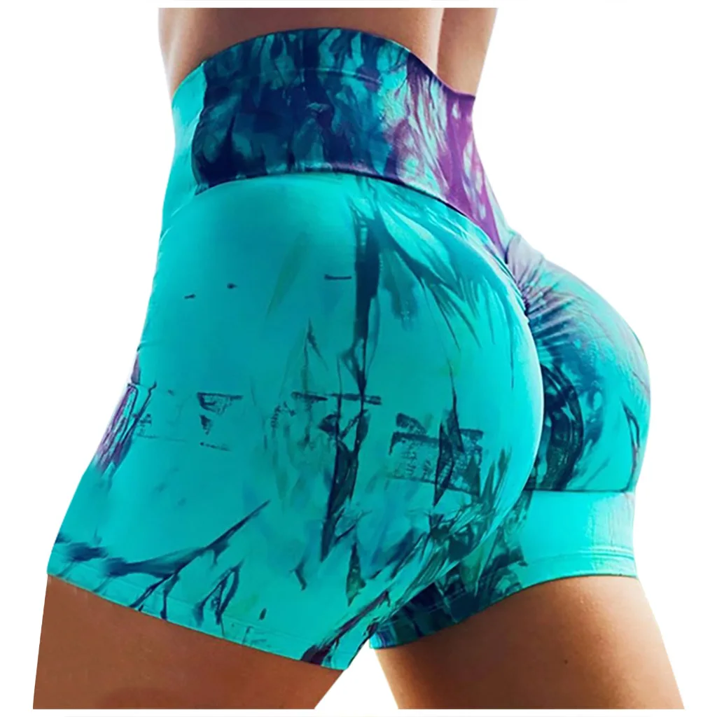 New arrival fitness sportswear fitness shorts girl high waist tights print women workout gym yoga shorts