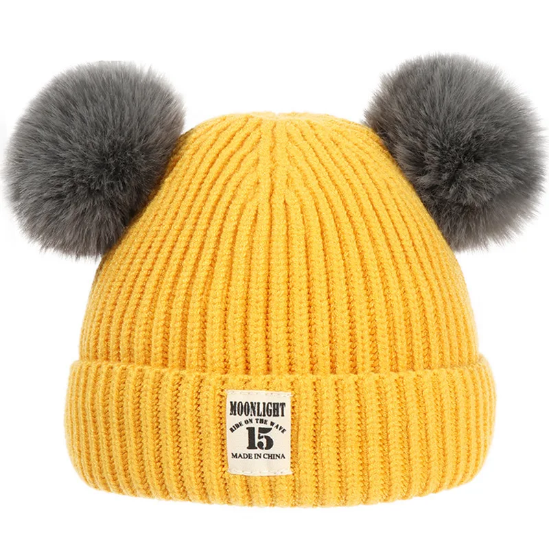 High quality unisex winter custom pom pom newborn baby knitting toddler knit hat beanie