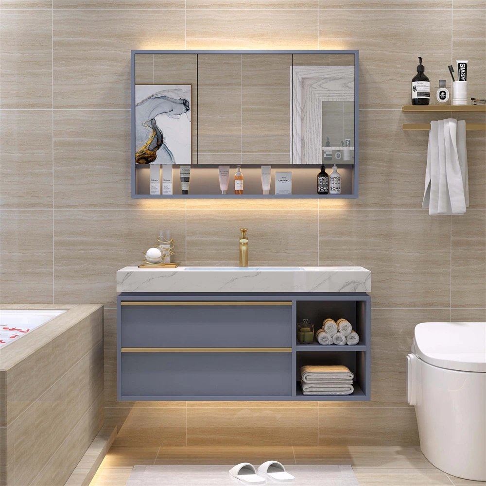 Modern wall bathroom vanity cabinets with sink luxury single sink bath vanities set floating mirror vanity