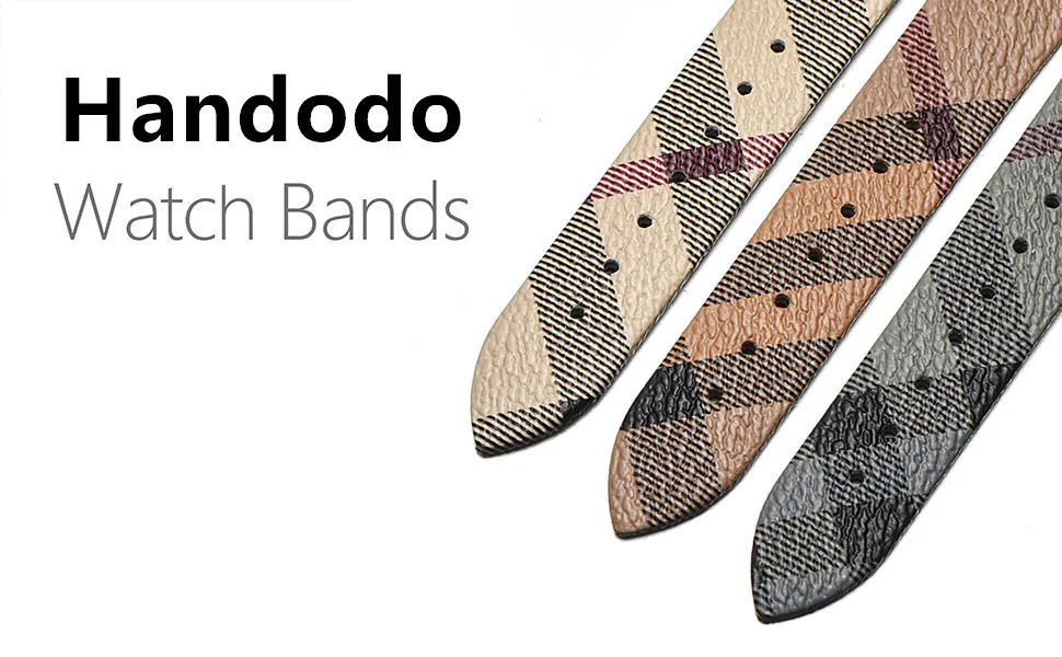 Genuine Leather Watch Band Calfskin Replacement Plaid Strap 14mm 16mm 18mm 20mm 22mm for Men and Women