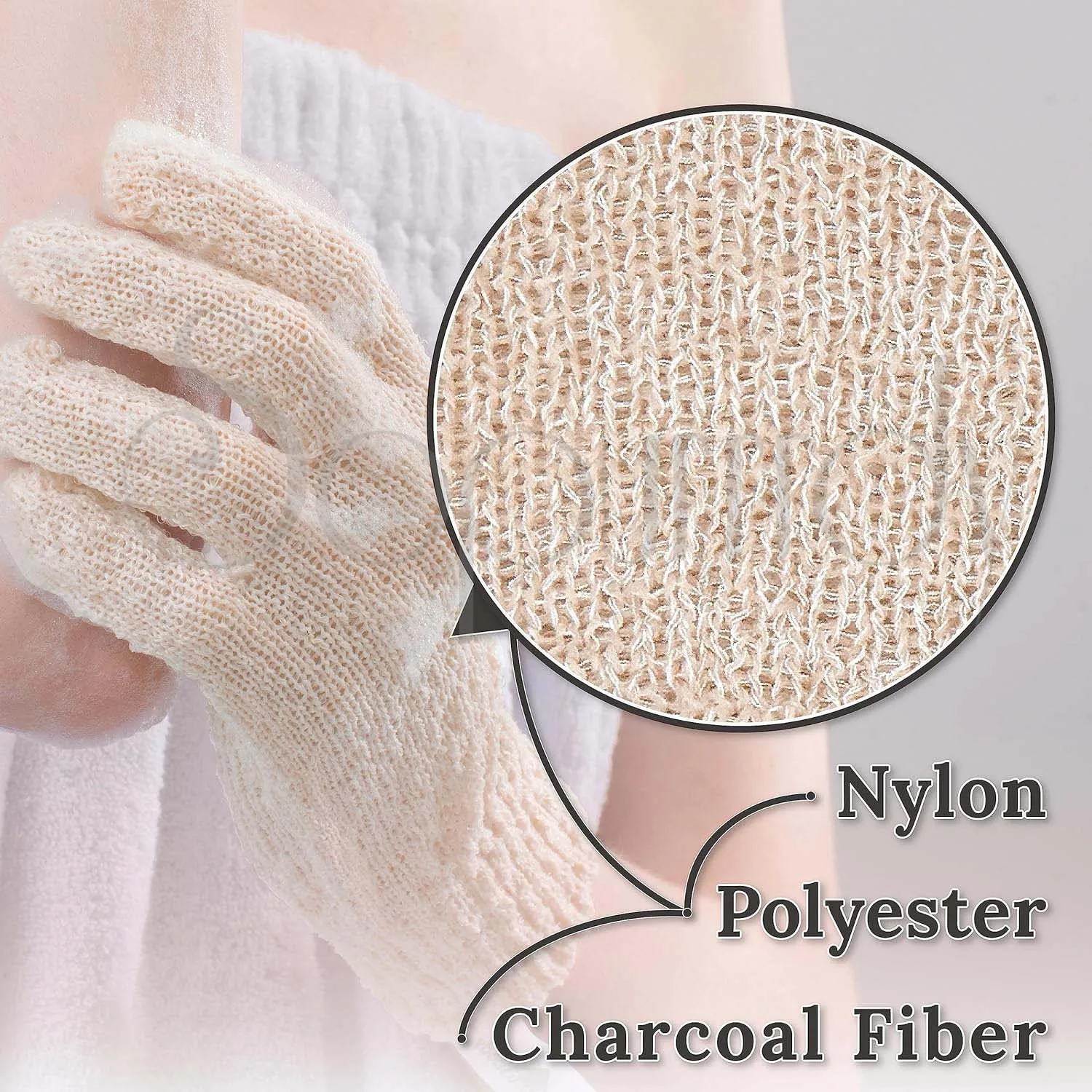 Custom Logo Bath Shower Gloves Exfoliating Dead Skin Gloves Soft Nylon With Hanging Loops Glove For Man Women Washing Body