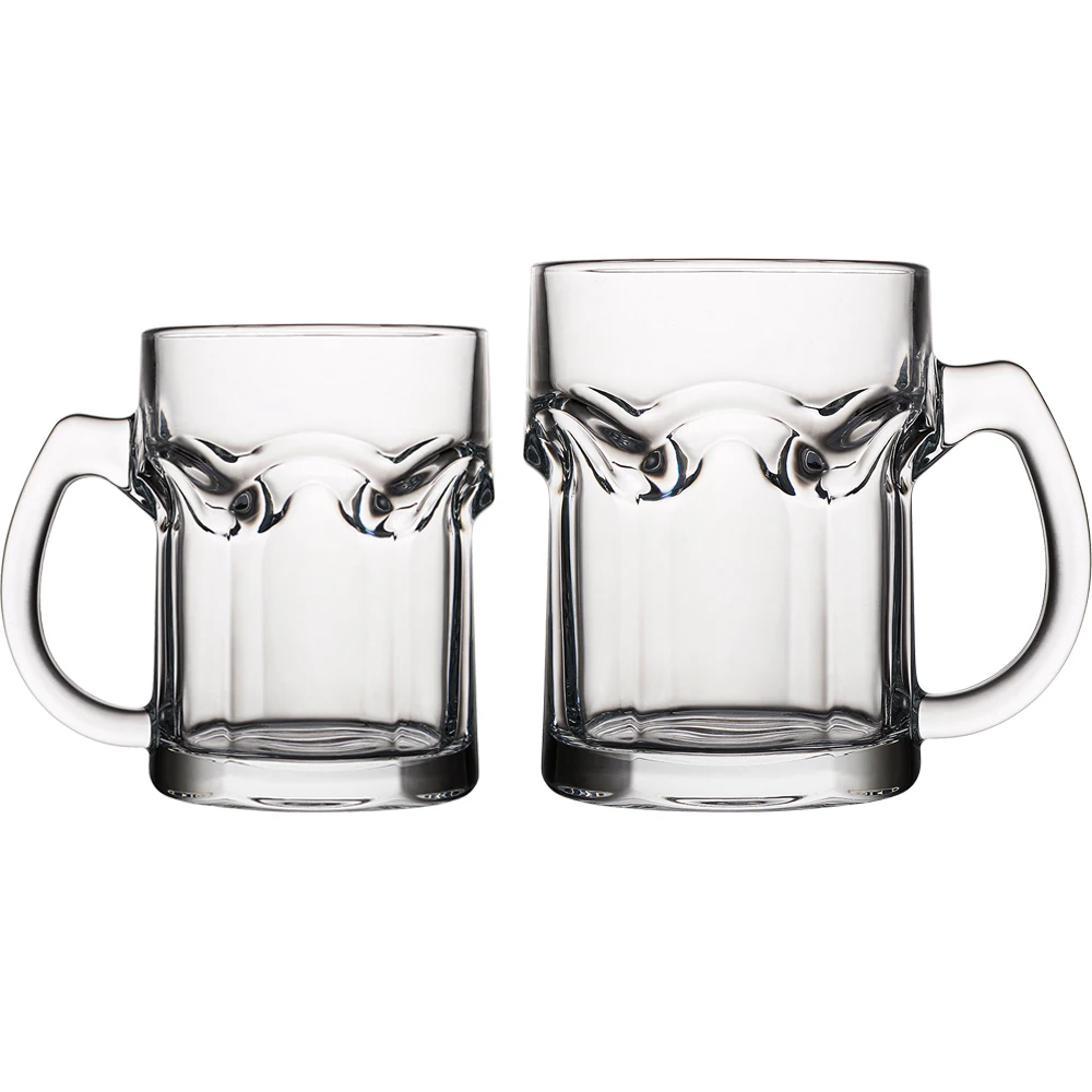 Wholesale Classic Transparent Glass Cup 500ml & 950ml Large Capacity American Style Wine Beer Mug with Custom Logo & Handle