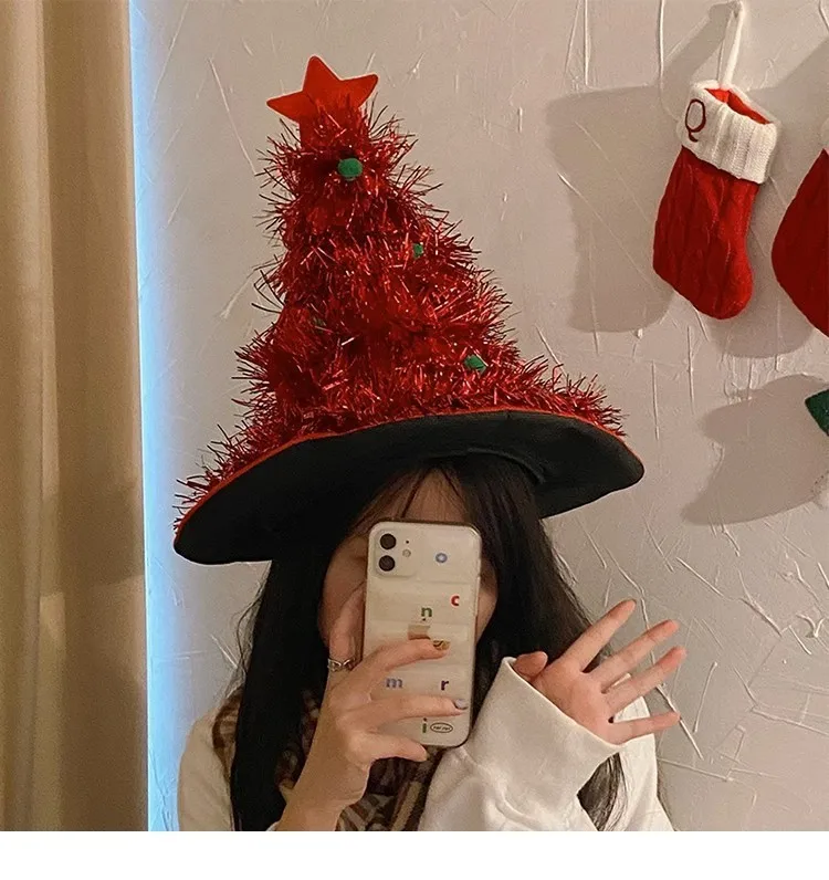 Christmas Decoration Hat Holiday Party Adult Children Dress up Headwear Photo Props Onion Sliver Santa Hat