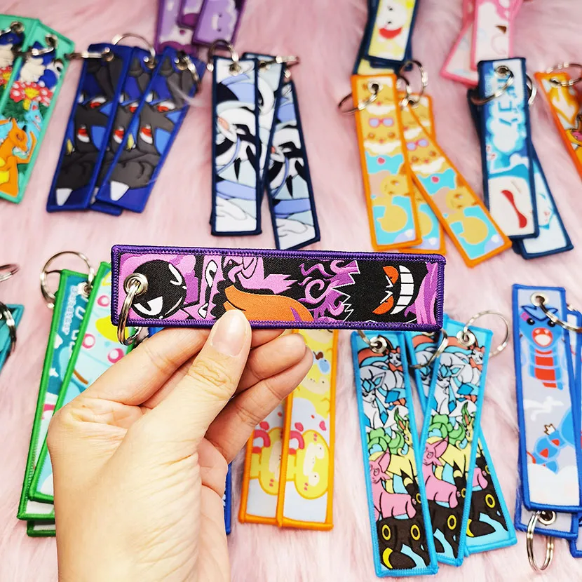 Custom Motorcycle Eagle Beak Lanyard Keychain Personalized Logo Key Lanyard Woven Fabric Embroidered Keychains