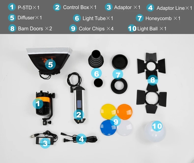  Falcon Eyes 100W Pulsar P-5TD 3200K-5600K adjustable focus professional photography photo video studio led fresnel spot light