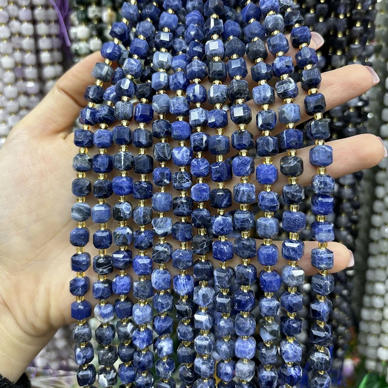 6-7mm Natural Polished Sugar Cube Beaded  Faceted Square Energy Gemstone Loose Beads For Jewelry Making Bracelet Necklace