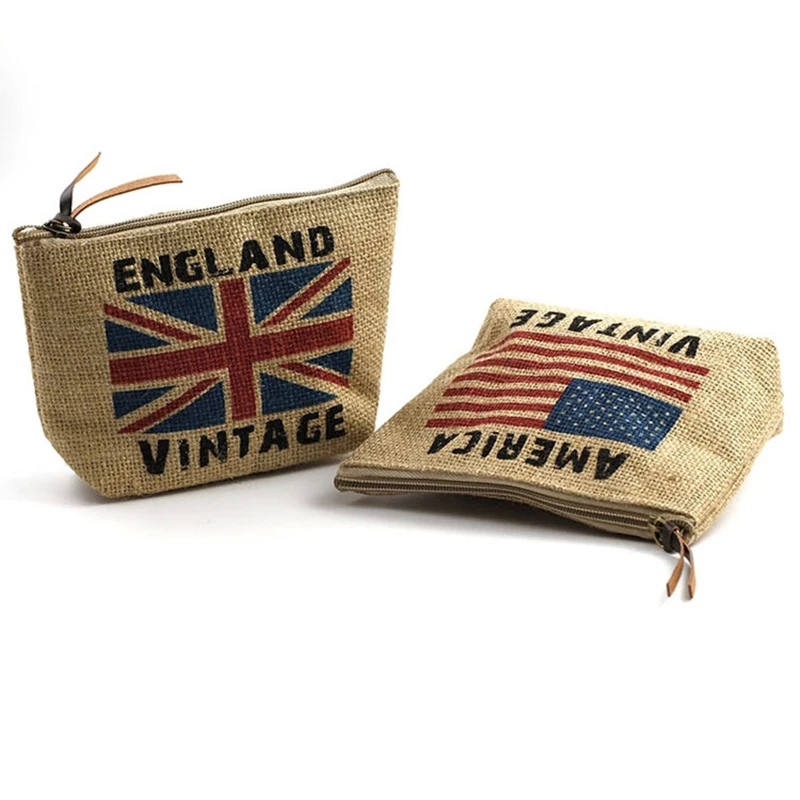 Ламинированная Сумка-клатч из джута на молнии с принтом флага