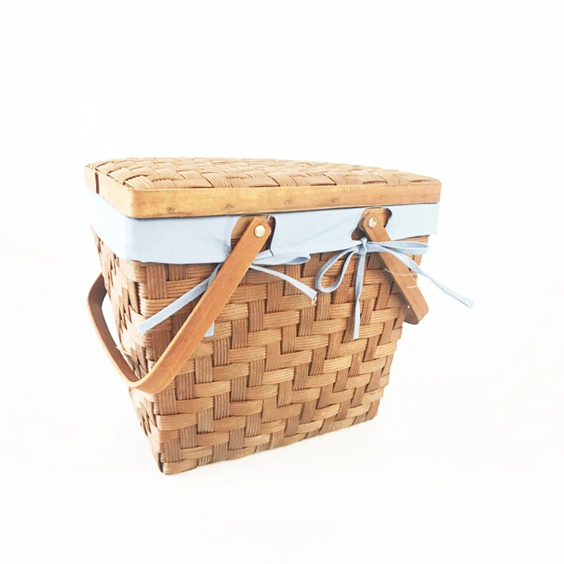 Factory outlet  bulk picnic baskets toy storage basket Hand knitted kitchen storage organizer basket with handle
