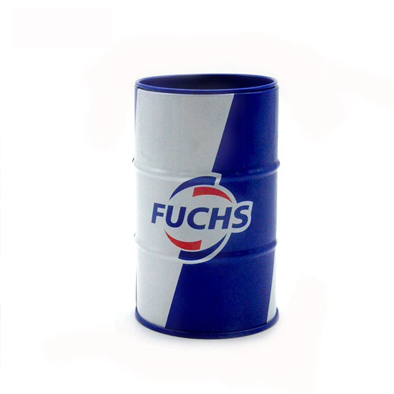 
oil drum shape cool metal tin pencil holder 