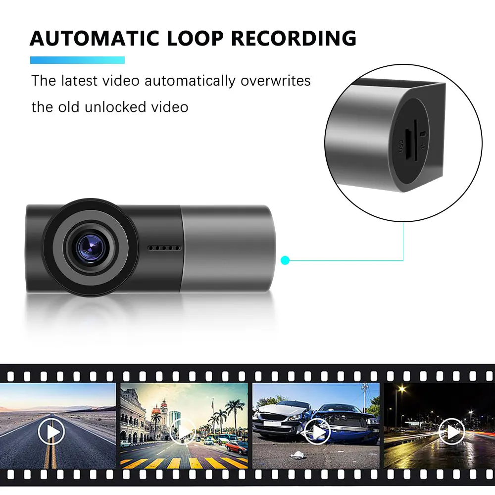 Podofo Dash Cam Full HD 1080P Driving Recorder WiFi Car Dash Camera Rear View Car DVR Camera Night Vision 360 degrees