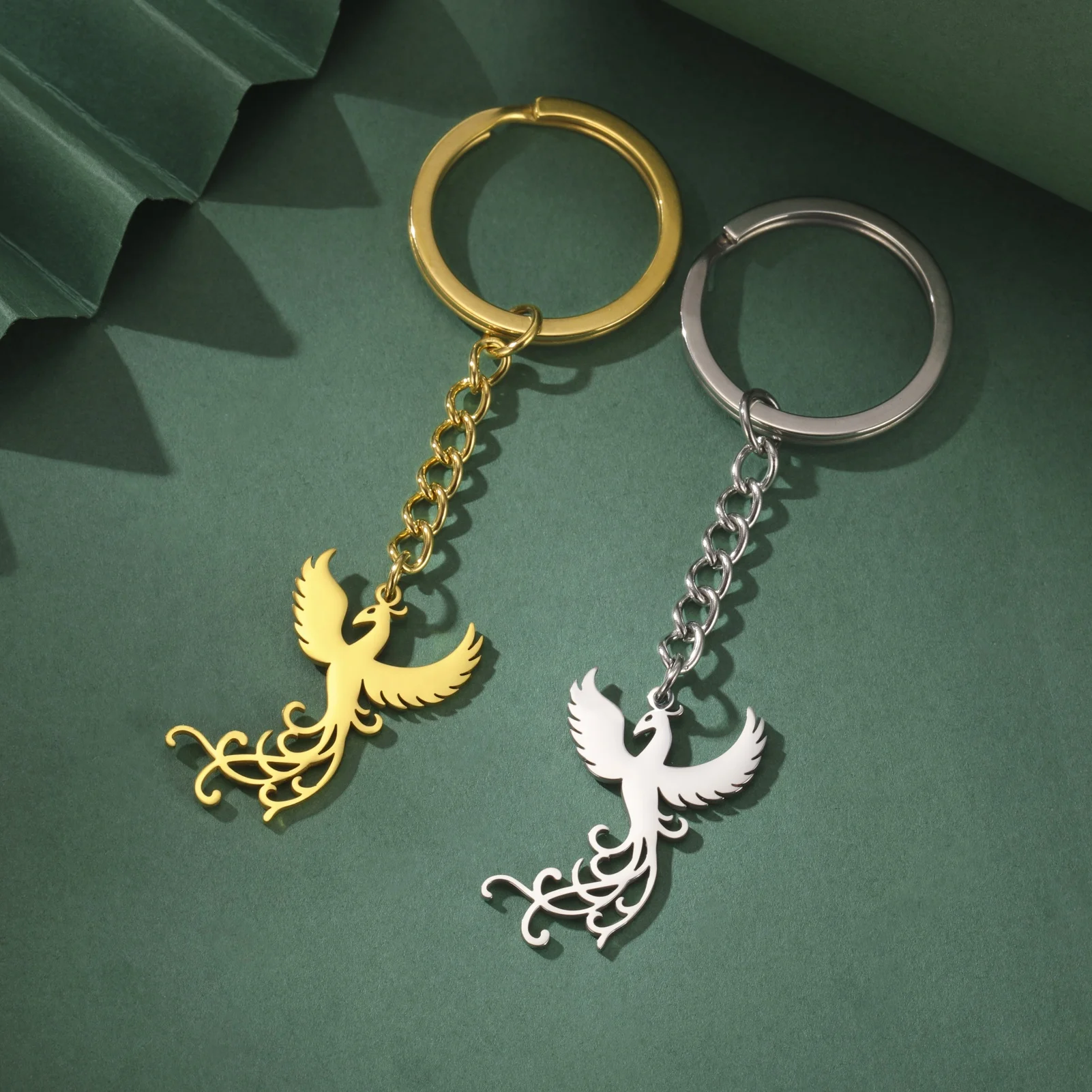 Phoenix Keychain Fashion Hiphop Key Ring Stainless Steel Jewelry Gift for Women Men