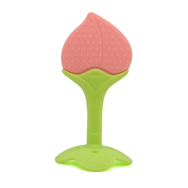 Fruit Peach Strawberry Apple Food Grade Bpa Ring Silicone Teether Anti-Dropping Silicone Baby Wrist Teether