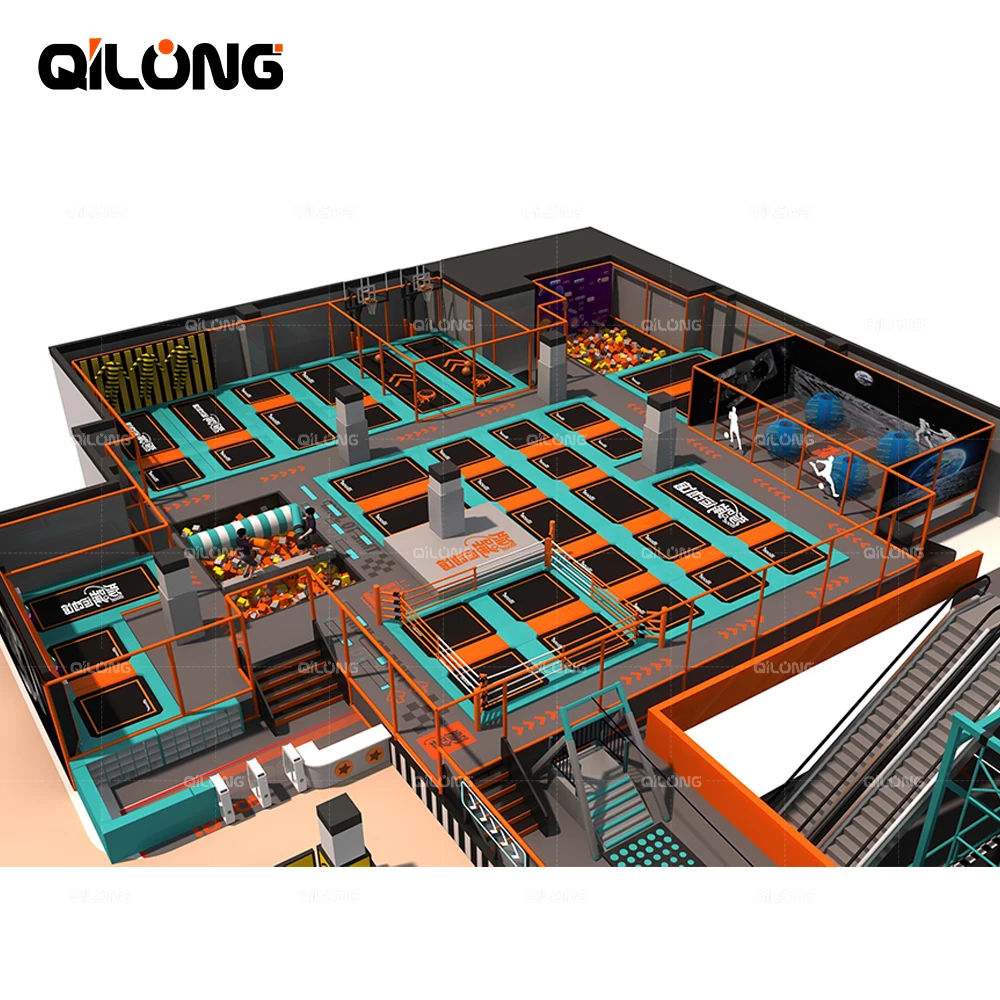 Amusement Parks Jumping Mat with Foam Pool Indoor Trampoline Kids Fun Indoor Trampoline Park