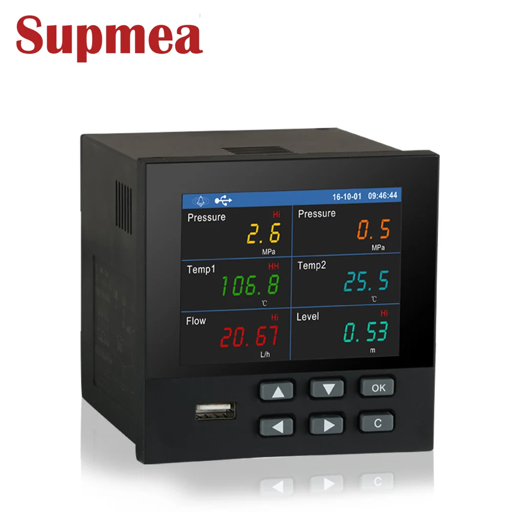 1/2/3/4 channel digital paperless circular chart recorder for pressure, temperature, frequency