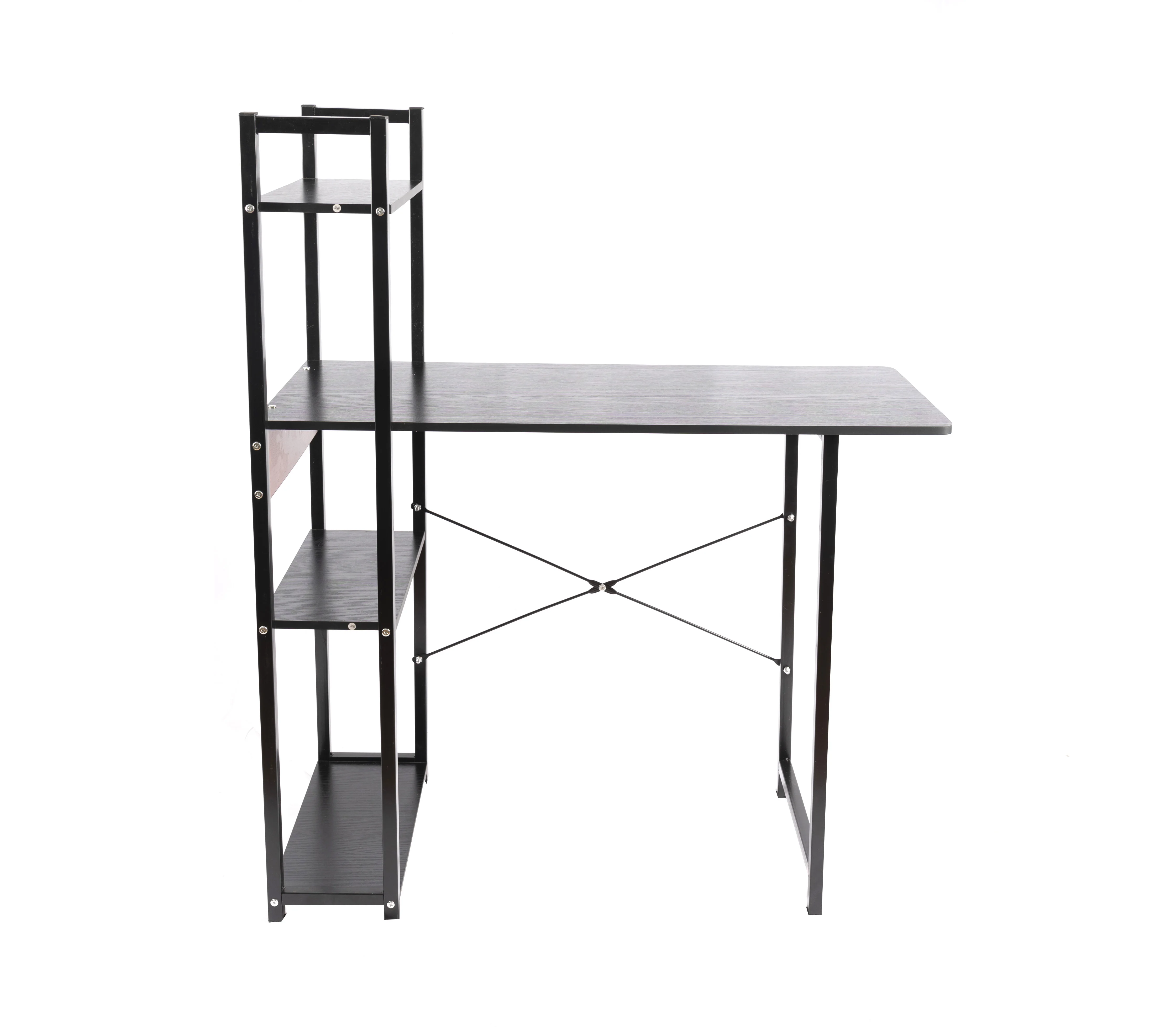 Black Frame H Style steel student computer desk table with bookshelf home office