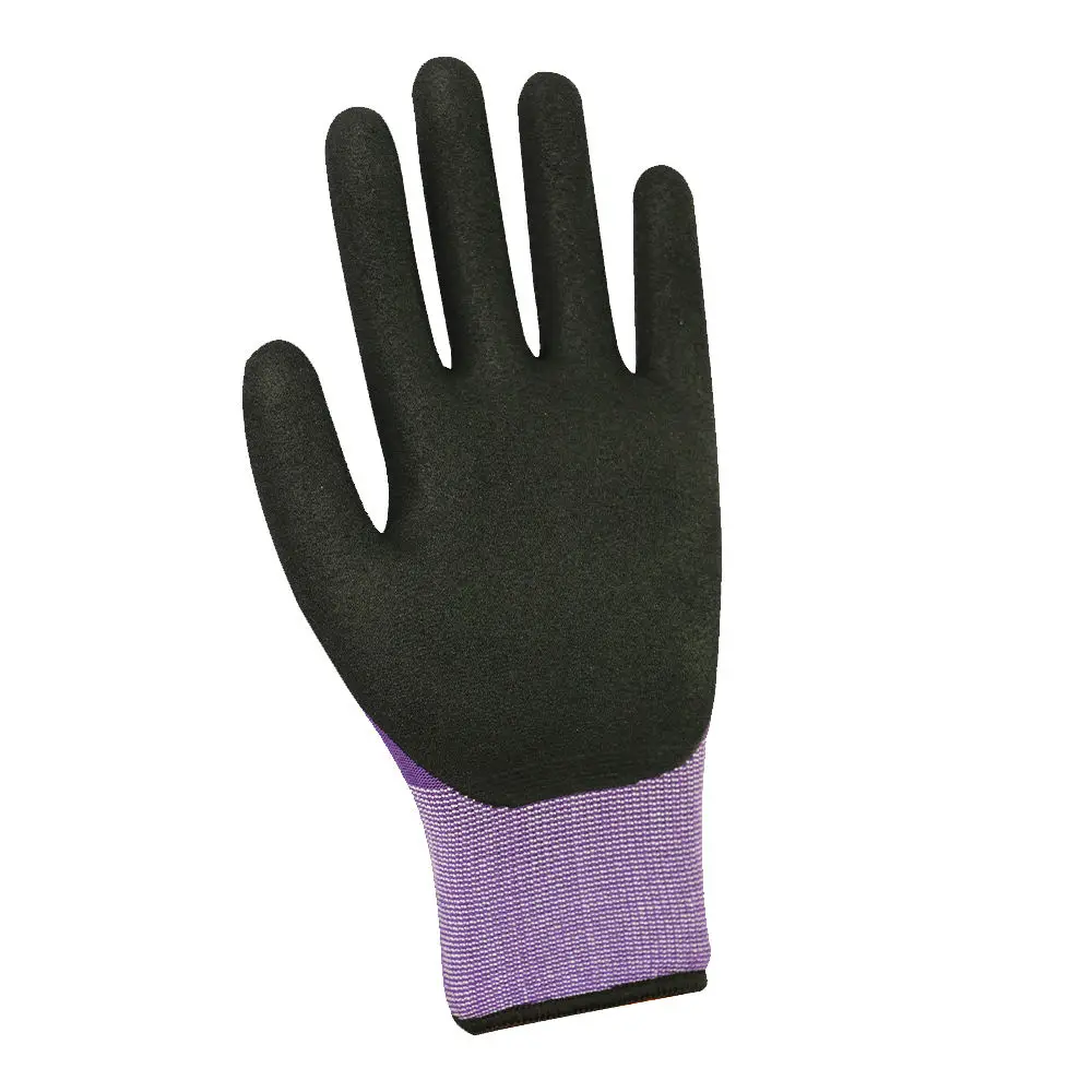 Нейлоновые песчаные нитриловые перчатки с пальмовым покрытием Guantes de Nitrilo противоскользящие рабочие черные