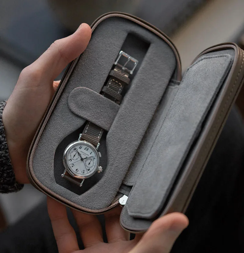 Carrying 2 watches storage box luxury watches holder case men leather protective watch boxes