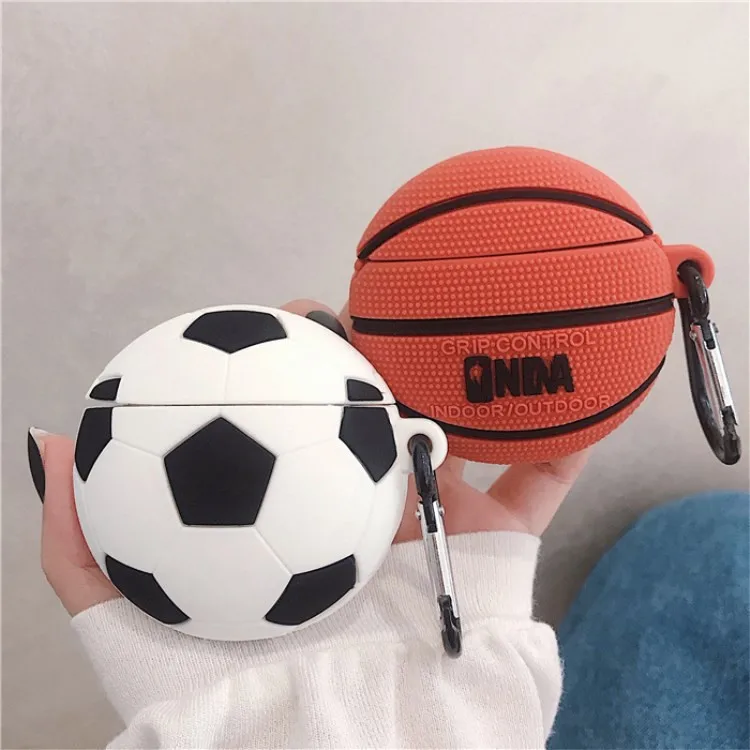 Soft Silicone Cute Case 3D Basketball Soccer Cartoon Gameboy Case For Air1/2/3 Wireless Earphone Case Cute Cover with Key Chain