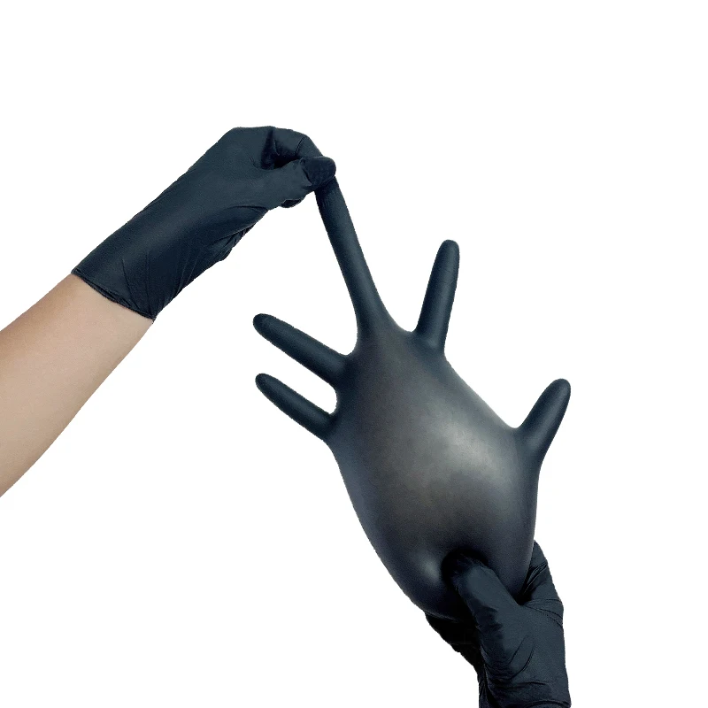 PRI cheap CE certificated 9 inch long cuff examination black nitrile powder free disposable gloves