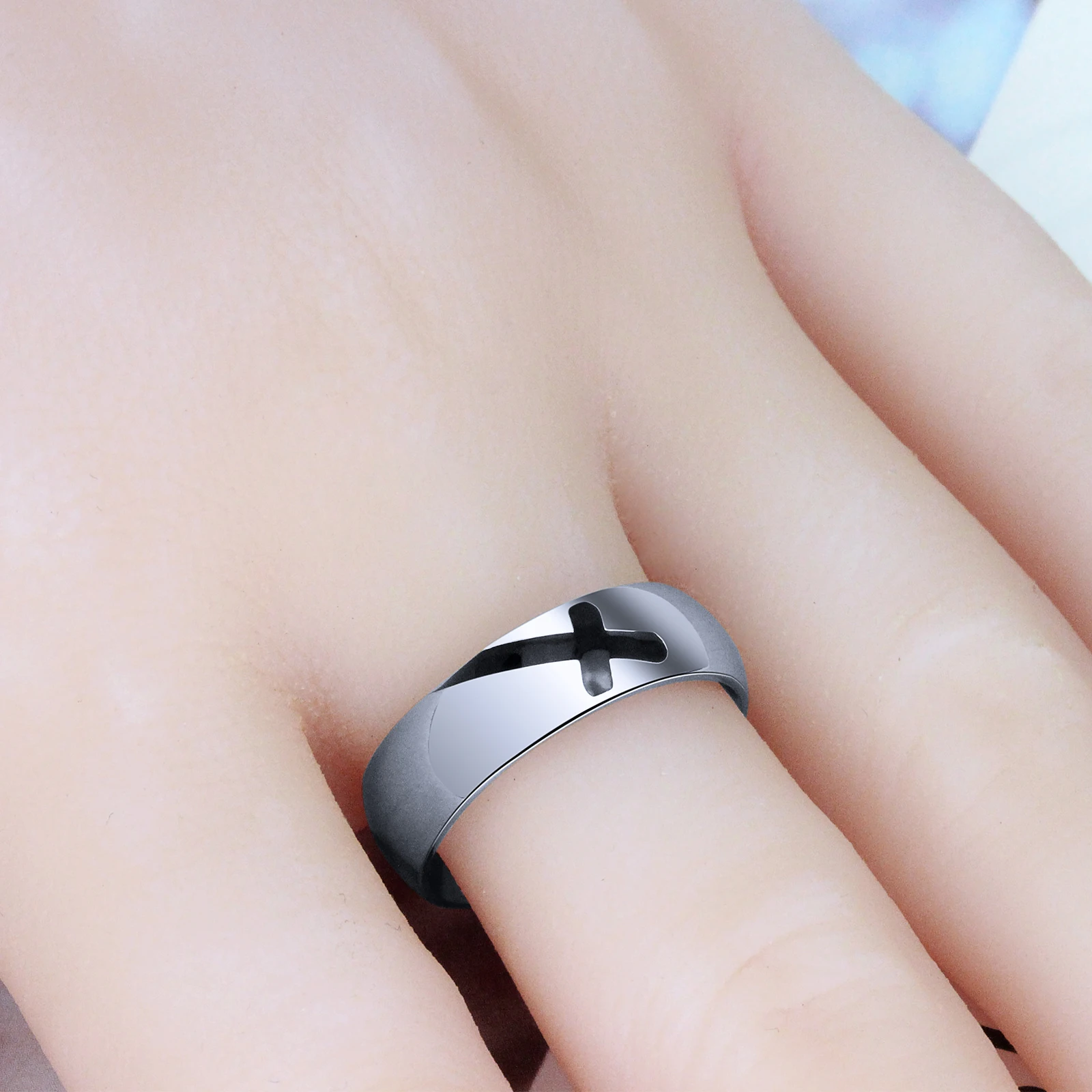 Cross Ring Stainless Steel Ring Fashion Men Women Unisex Simple Style Jewelry