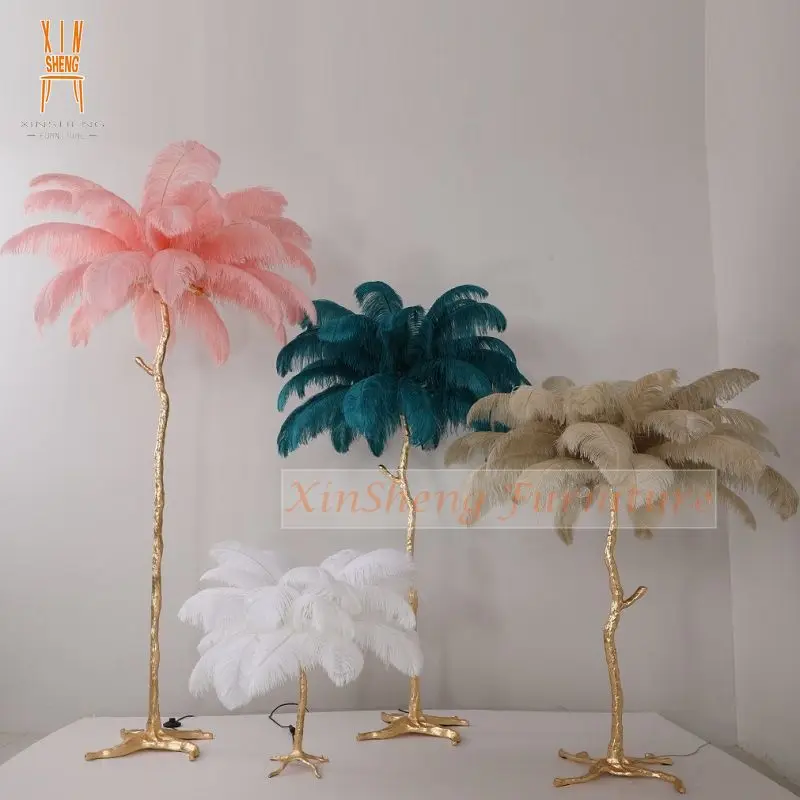 Wedding Decoration Modern Tree Standard Lights Feather Floor Lamp For Hotel