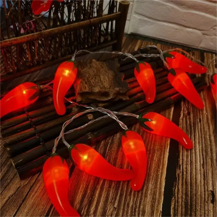 LED Red Chili Pepper Kitchen Christmas New Year Decor Garland Fairy String Ornament Lights