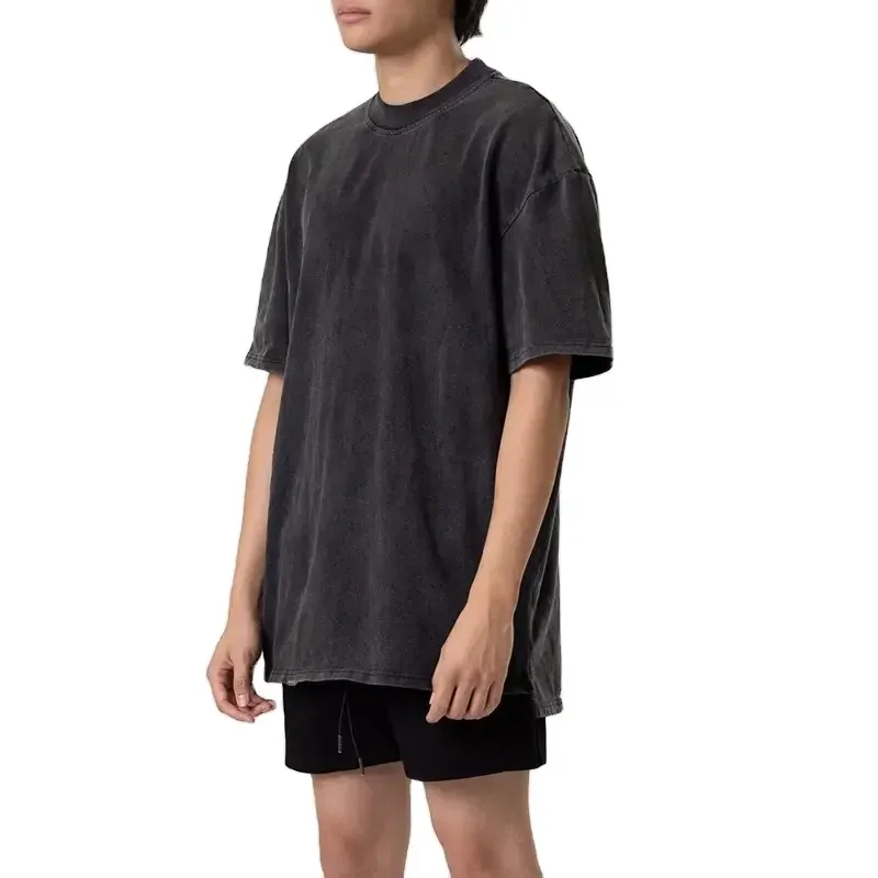 Hot sell long tall plus size t shirt vintage style hip hop t-shirt unisex advanced organic cotton acid washed t shirt