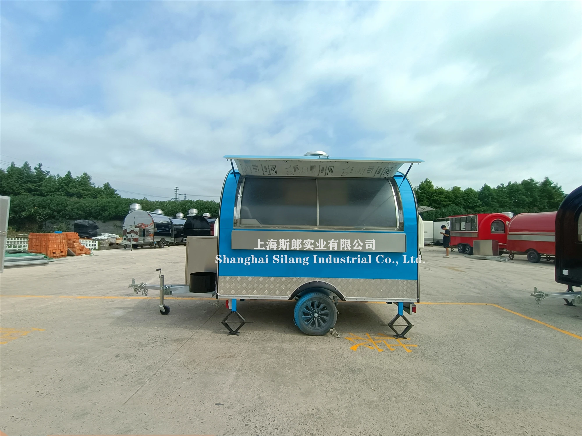 Classic High Quality Fast Food Mobile Trailer With Hood, American Standard Street Food Cart With 3+1 Sink