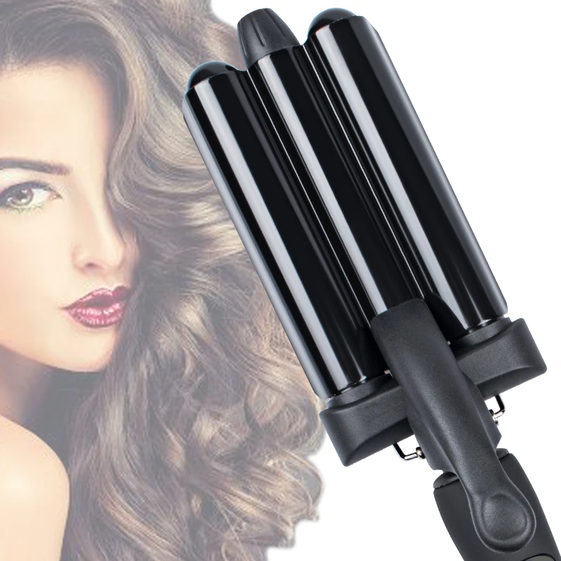 Factory wholesale LCD digital display home use three-headed automatic curling iron